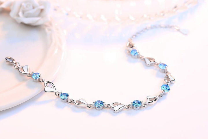 Silver Heart-Shaped Bracelet - Eloria-Pink-State of Style