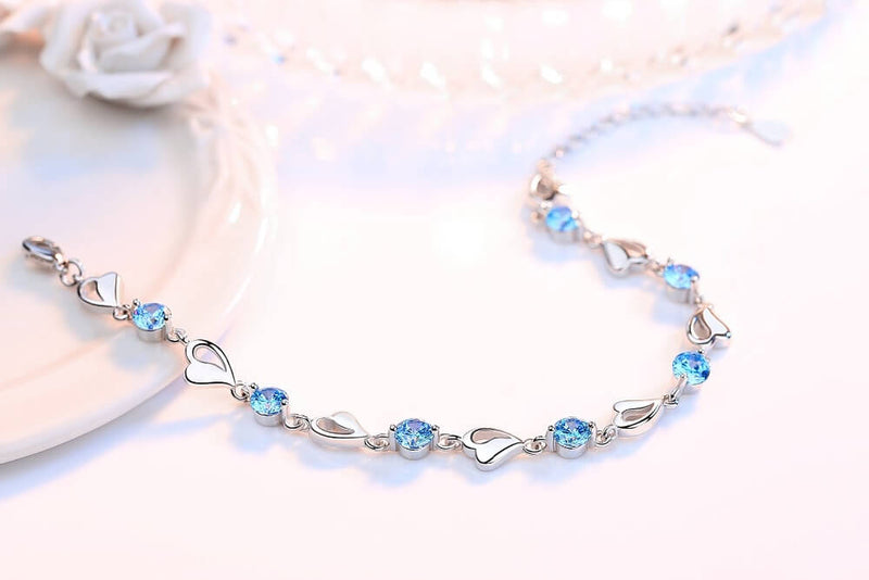 Silver Heart-Shaped Bracelet - Eloria-Pink-State of Style