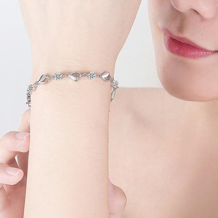 Silver Heart-Shaped Bracelet - Eloria-Pink-State of Style