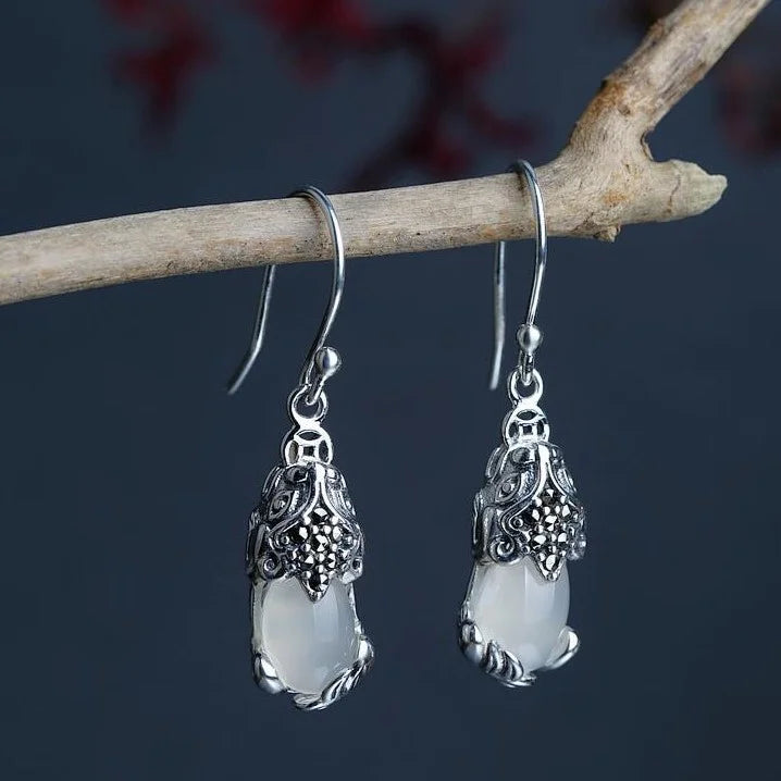 Silver Mythical Animal Earrings - Aelora-White-State of Style