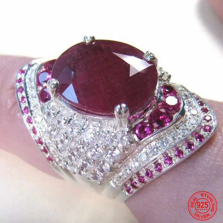Silver Ring with Ruby – Seraphine-Diameter 16.5-State of Style