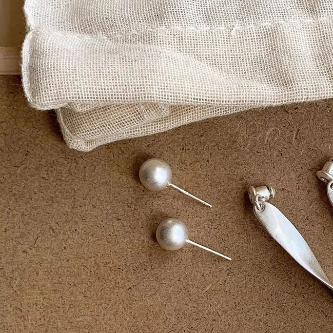 Silver Wave-Textured Earrings - Lina-Pearl-State of Style