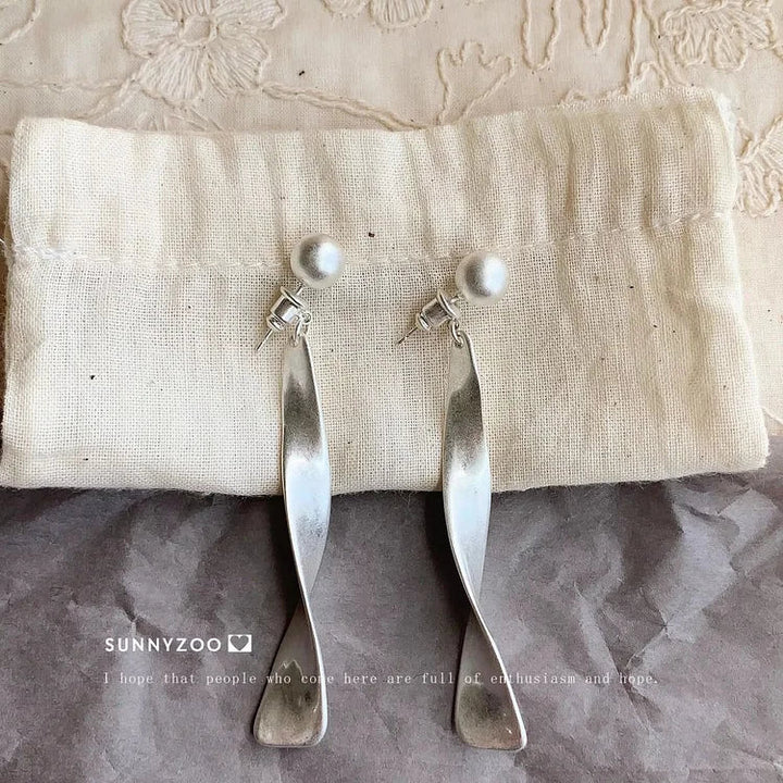 Silver Wave-Textured Earrings - Lina-Pendant-State of Style