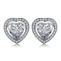 Silver Zirconia Heart Shaped Earrings - Celestia-State of Style