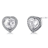 Silver Zirconia Heart Shaped Earrings - Celestia-State of Style