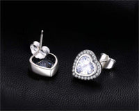 Silver Zirconia Heart Shaped Earrings - Celestia-State of Style