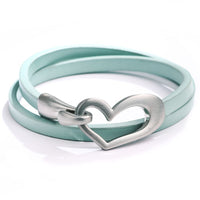 Simple Heart Leather Bracelet | Elegant Women's Jewellery-Light Blue-State of Style