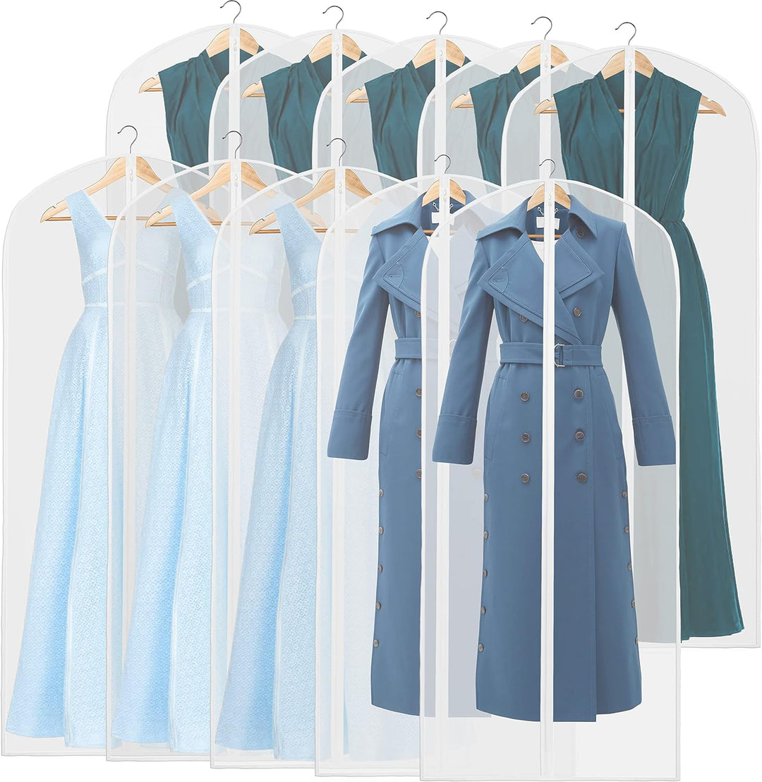 Clear Full-Length Garment Covers – 10-Pack Suit & Dress Storage Bags