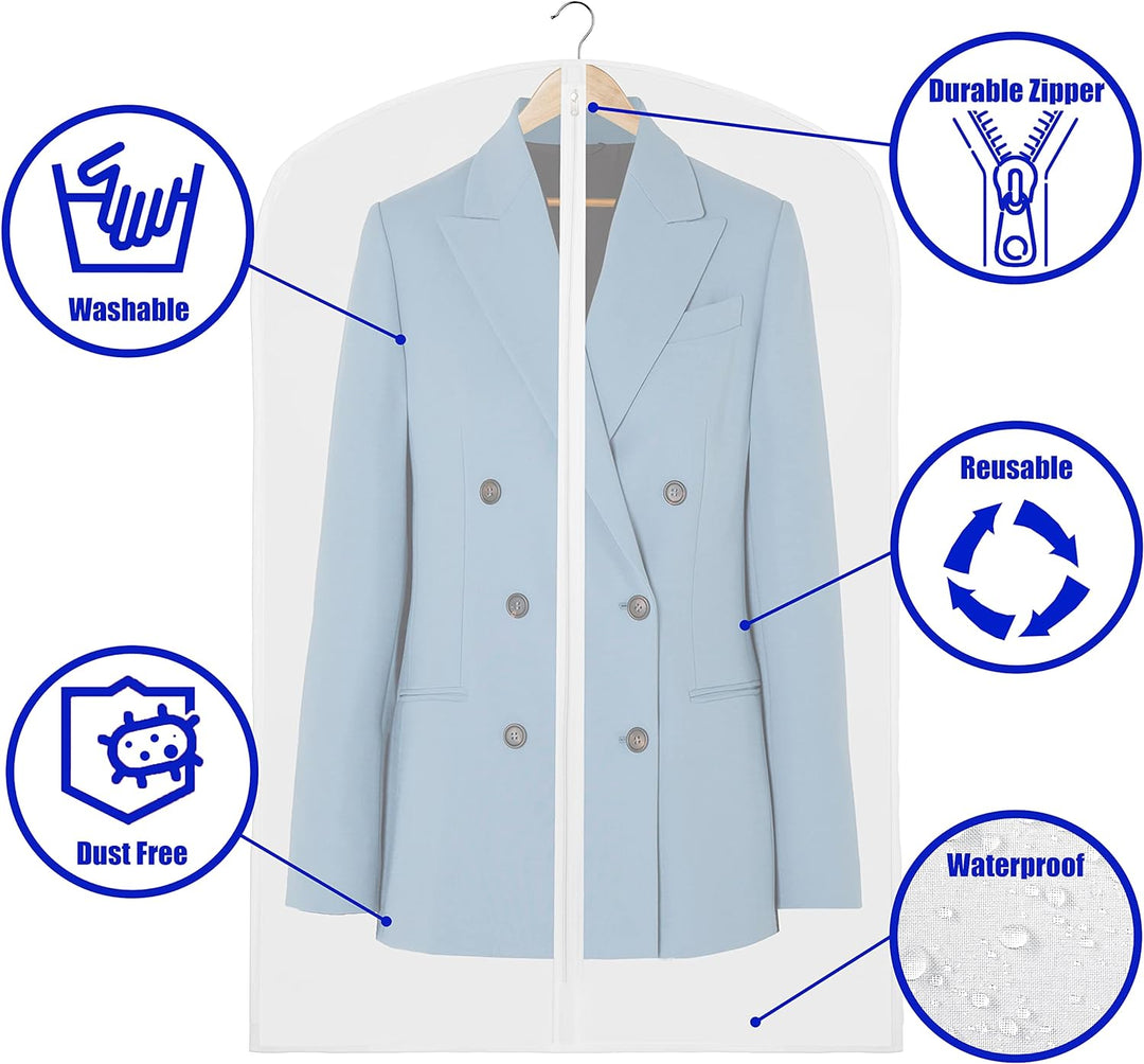 Clear Full-Length Garment Covers – 10-Pack Suit & Dress Storage Bags