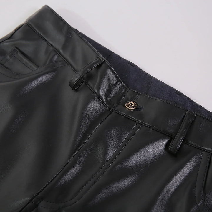 Skinny Fit Elastic Leather Trousers for Men - Lars-Black-28-State of Style