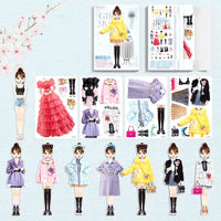 Magnetic dress-up dolls playset for children with clothes and storage box