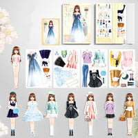 Magnetic dress-up dolls playset for children with clothes and storage box