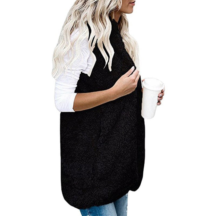 Sleeveless Knit Cardigan with Plush Hood-Cream-S-State of Style
