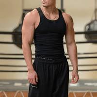 Sleeveless men's fitness T-shirt made from breathable material – Nico-Black-M-State of Style