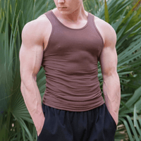 Sleeveless men's fitness T-shirt made from breathable material – Nico-Wine red-M-State of Style