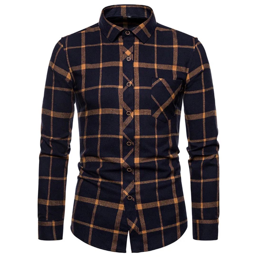 Slim-Fit Checked Shirt Francisco – Classic Cotton & Casual Style-Orange-38-State of Style
