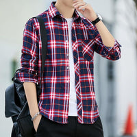 Slim-Fit Checked Shirt Reiner – Cotton & Wool Blend for Comfort-Red-M-State of Style