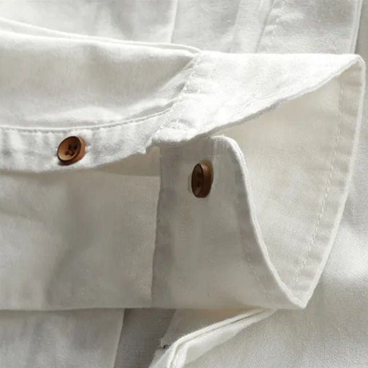 Slim-Fit Cotton-Linen Shirt Benedict – Classic Stand-Up Collar-Grey-L-State of Style