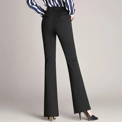 Slim Fit Flared High Waist Trousers – Mila-Black-S-State of Style
