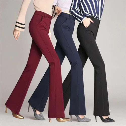 Slim Fit Flared High Waist Trousers – Mila-Black-S-State of Style