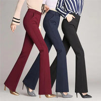 Slim Fit Flared High Waist Trousers – Mila-Black-S-State of Style