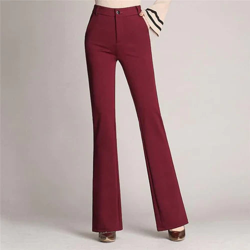 Slim Fit Flared High Waist Trousers – Mila-Black-S-State of Style