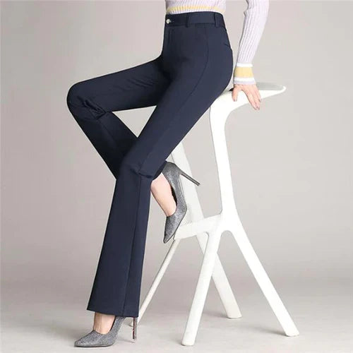 Slim Fit Flared High Waist Trousers – Mila-Black-S-State of Style