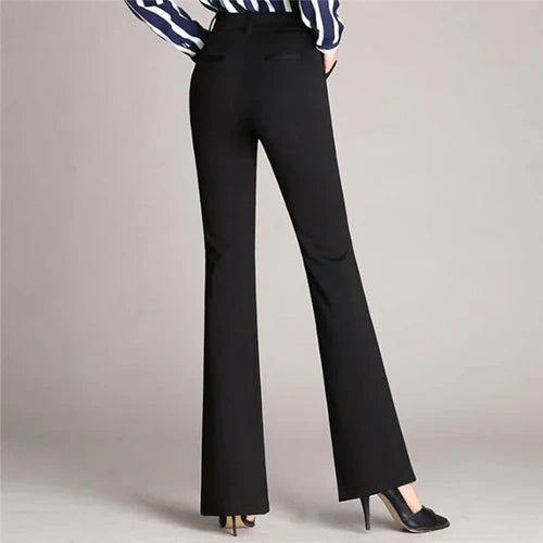 Slim Fit Flared High Waist Trousers – Mila-Black-S-State of Style