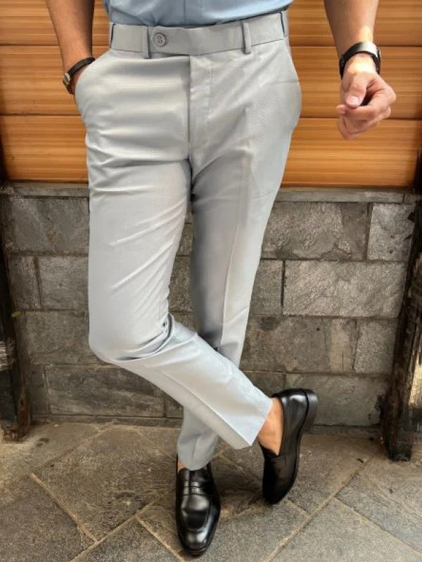 Slim Fit Formal Men's Trousers – Milan-Light grey-28-State of Style