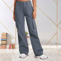 Slim-Fit Ladies Cargo Trousers - Maya-Dark Grey-S-State of Style