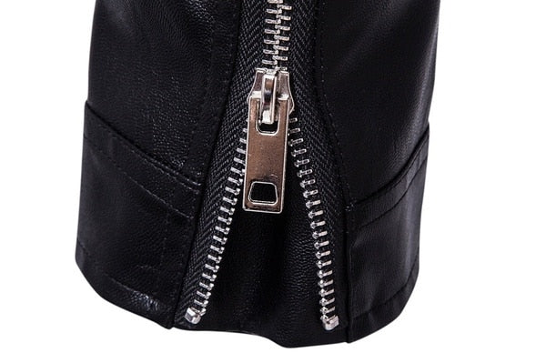 Slim Fit Leather Men's Motorcycle Jacket with Stand-Up Collar - Ryder-Black-XS-State of Style