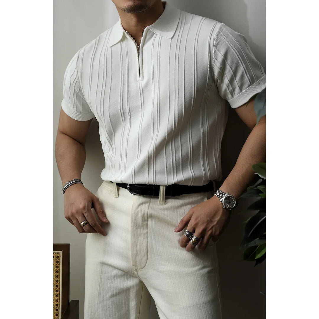 Slim Fit Men's Polo Shirt with Zip – Fabrizio-White-S-State of Style