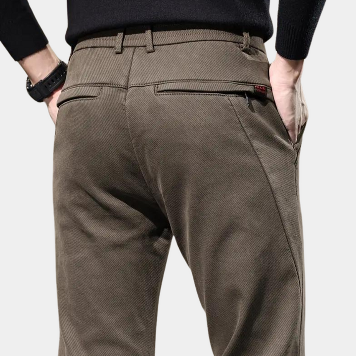 Slim Fit Semi-Formal Trousers for Men - Luca-Brown-36-State of Style