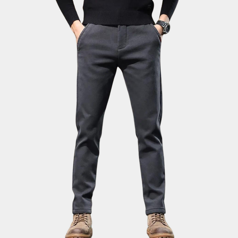 Slim Fit Semi-Formal Trousers for Men - Luca-Grey-36-State of Style