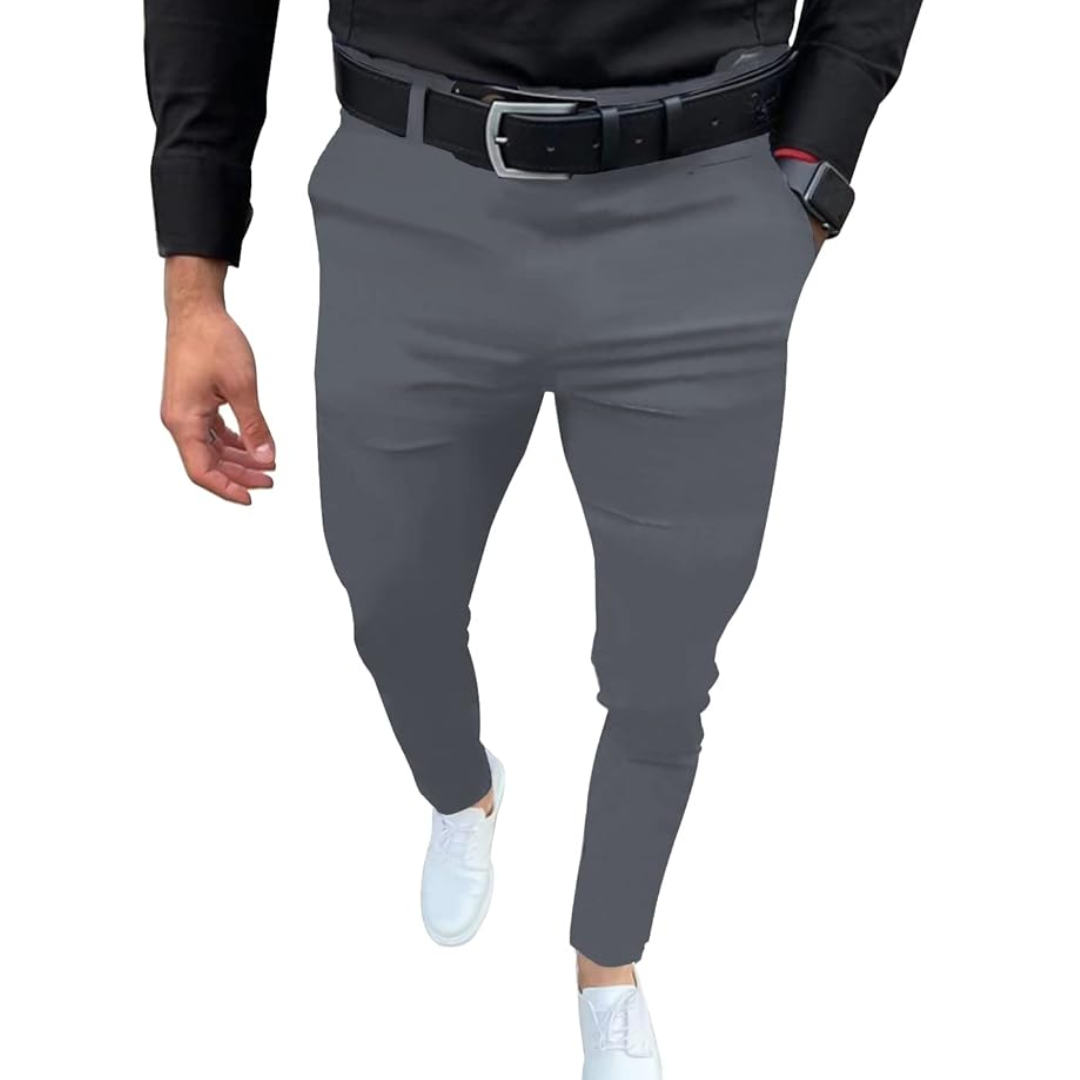 Slim Fit Stretch Men's Trousers - Boaz-Grey-S-State of Style