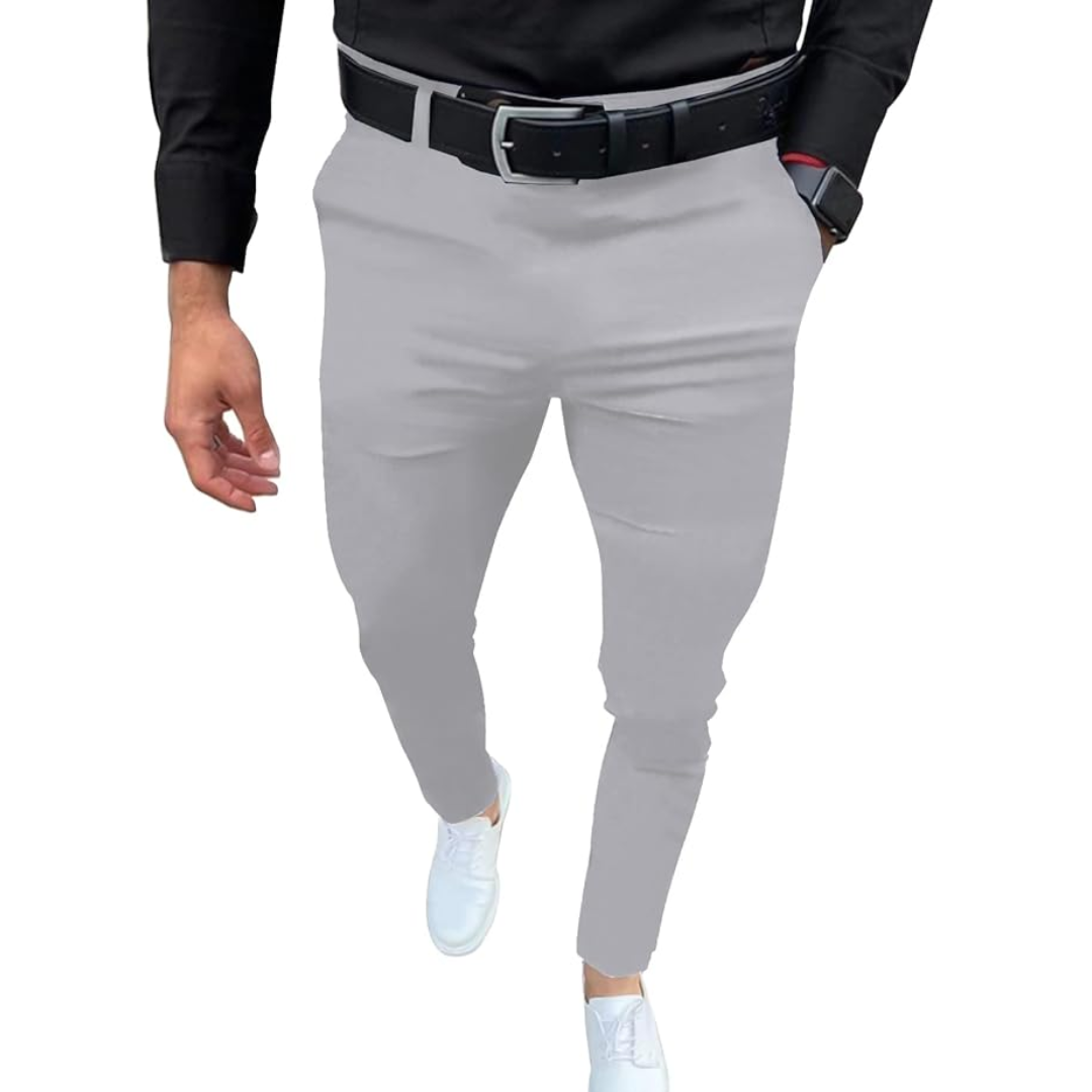 Slim Fit Stretch Men's Trousers - Boaz-Light grey-S-State of Style