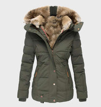 Slim Fit Women's Winter Jacket with Hood - Aurora-Green-S-State of Style