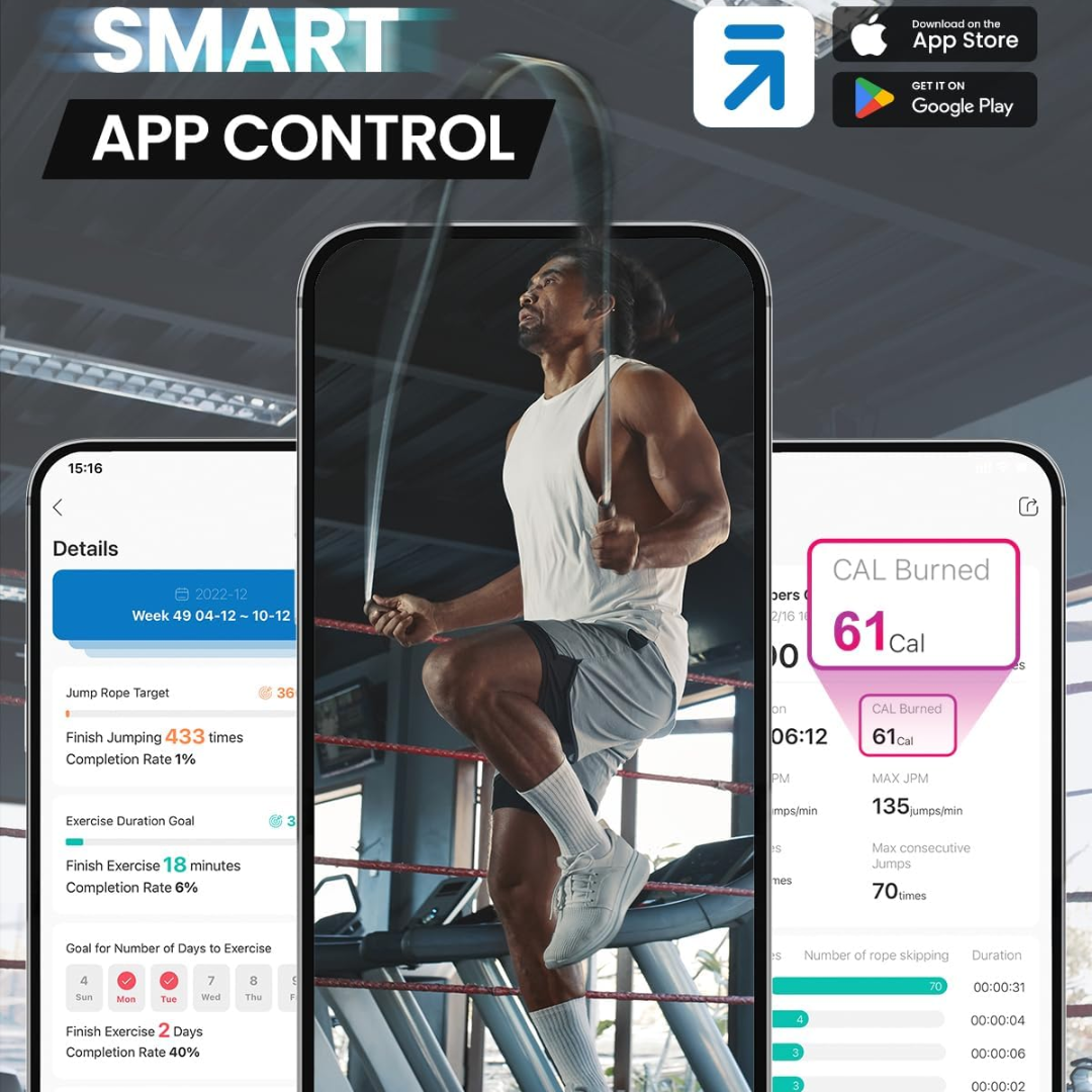 Slim Jump Rope with APP Tracking & Tangle-Free Design-Black-State of Style