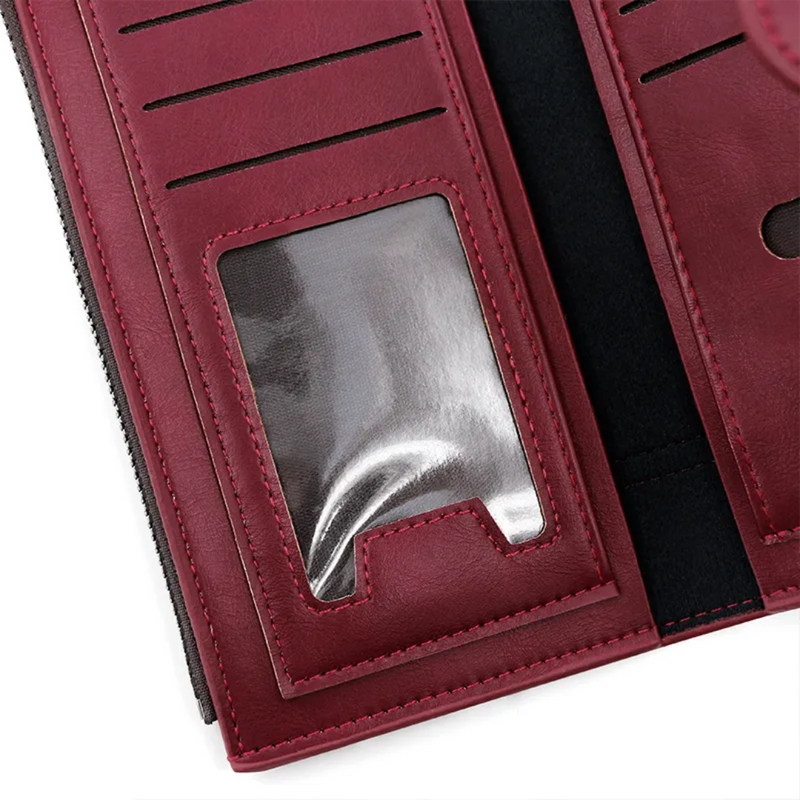 Slim Long Leather Wallet | Stylish & Functional with Double Zippers-Sky Blue-State of Style