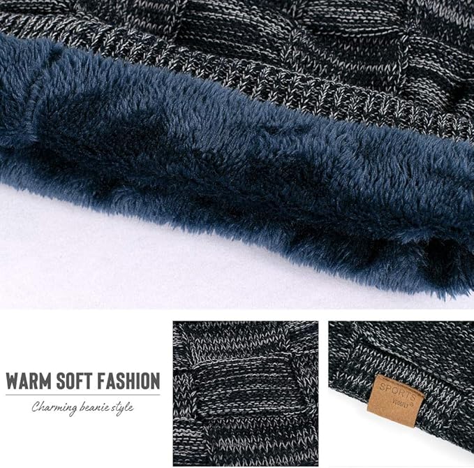 Slouchy Knitted Beanie - Luca-Black-State of Style