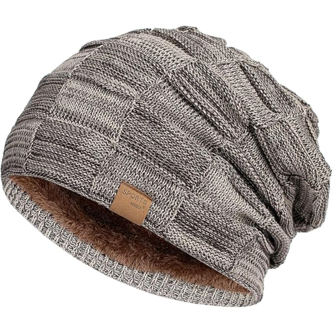 Slouchy Knitted Beanie - Luca-Brown-State of Style