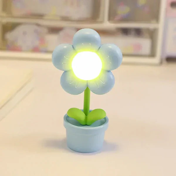 Small Flower Relaxing Table Lamp - BlossomGlow-Blue-State of Style