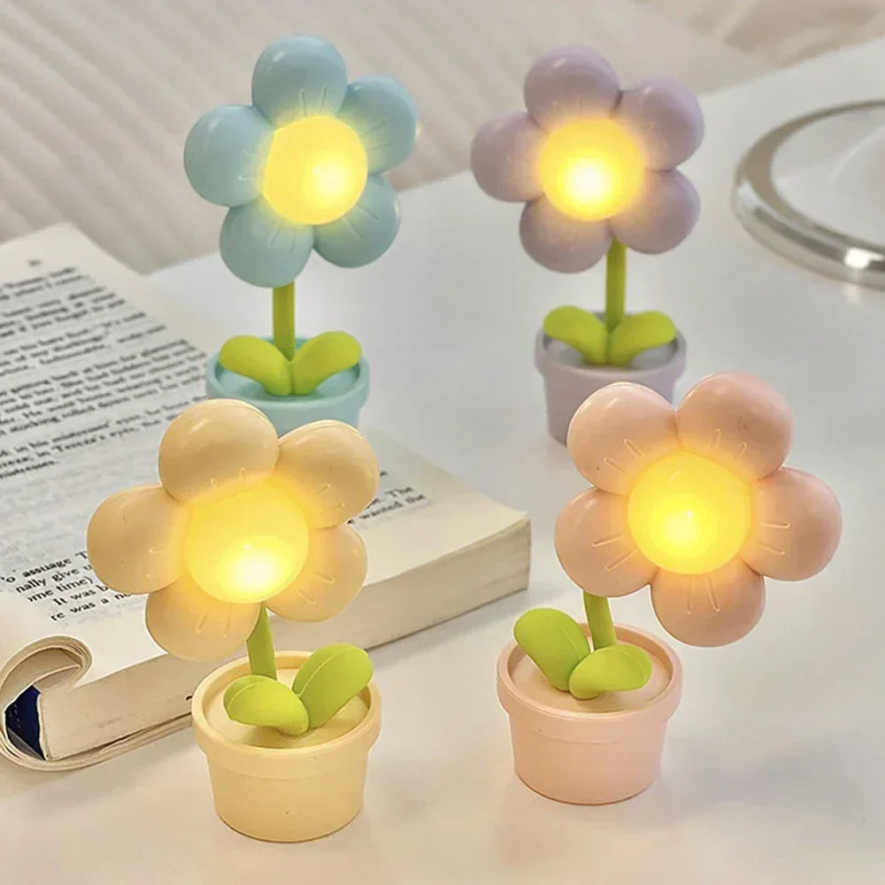 Small Flower Relaxing Table Lamp - BlossomGlow-Pink-State of Style
