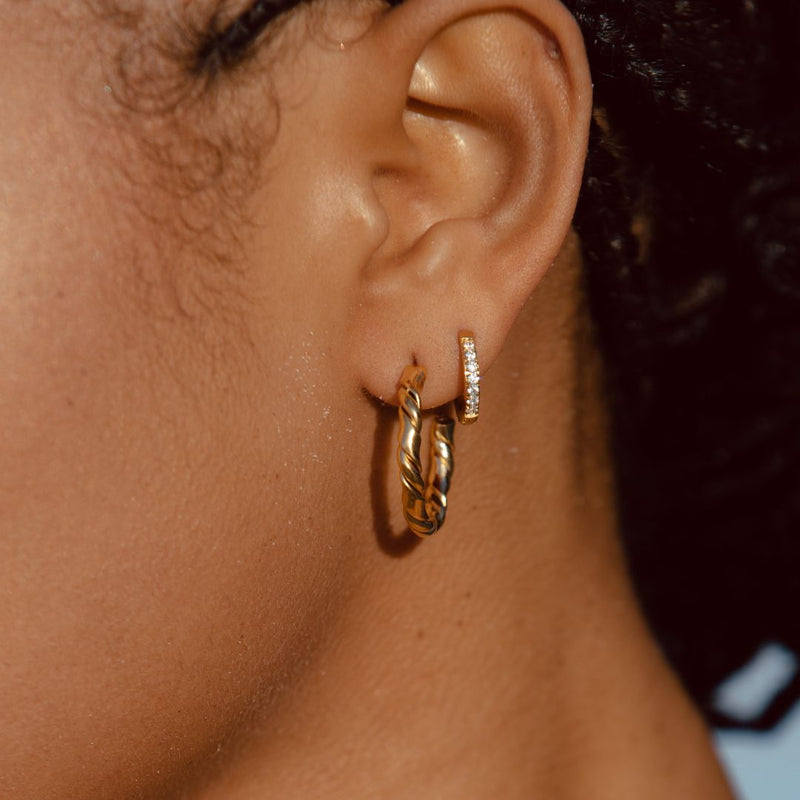 Small Hoops with Zirconia - Amara-Gold-State of Style