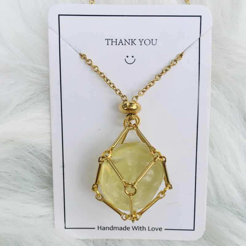 Small Natural Crystal Stone Bracelet Necklace - Iris-Citrine-Gold-State of Style
