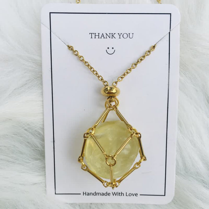Small Natural Crystal Stone Bracelet Necklace - Iris-Citrine-Gold-State of Style