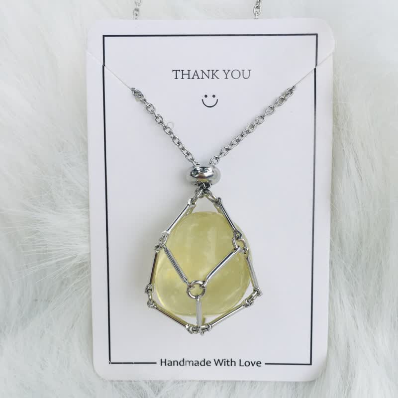 Small Natural Crystal Stone Bracelet Necklace - Iris-Citrine-Silver-State of Style