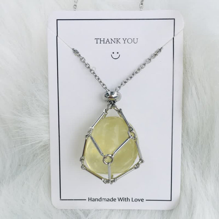 Small Natural Crystal Stone Bracelet Necklace - Iris-Citrine-Silver-State of Style