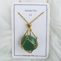 Small Natural Crystal Stone Bracelet Necklace - Iris-Green Aventurine-Gold-State of Style