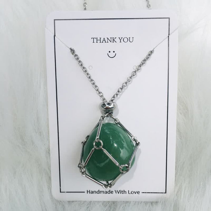 Small Natural Crystal Stone Bracelet Necklace - Iris-Green Aventurine-Silver-State of Style
